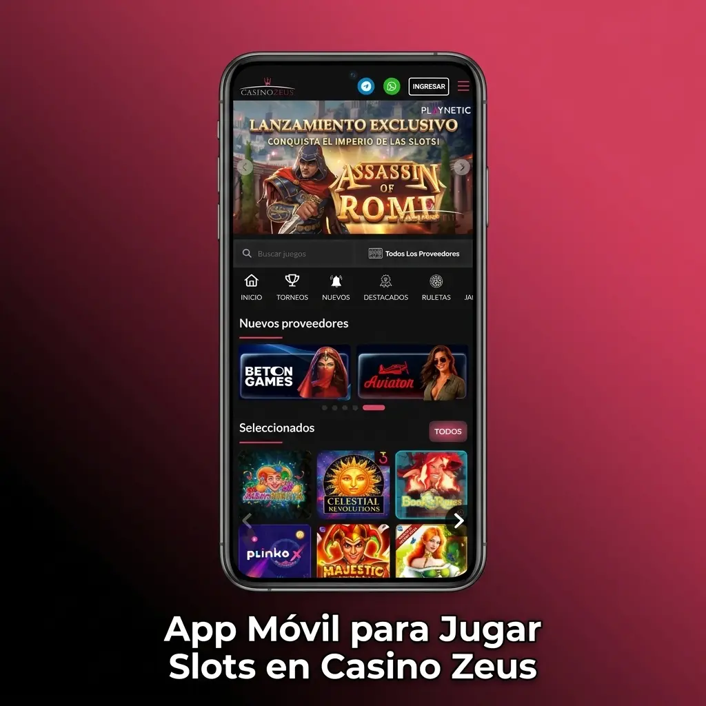 App móvil Casino Zeus para jugar slots en Argentina, interfaz táctil optimizada para Android e iOS