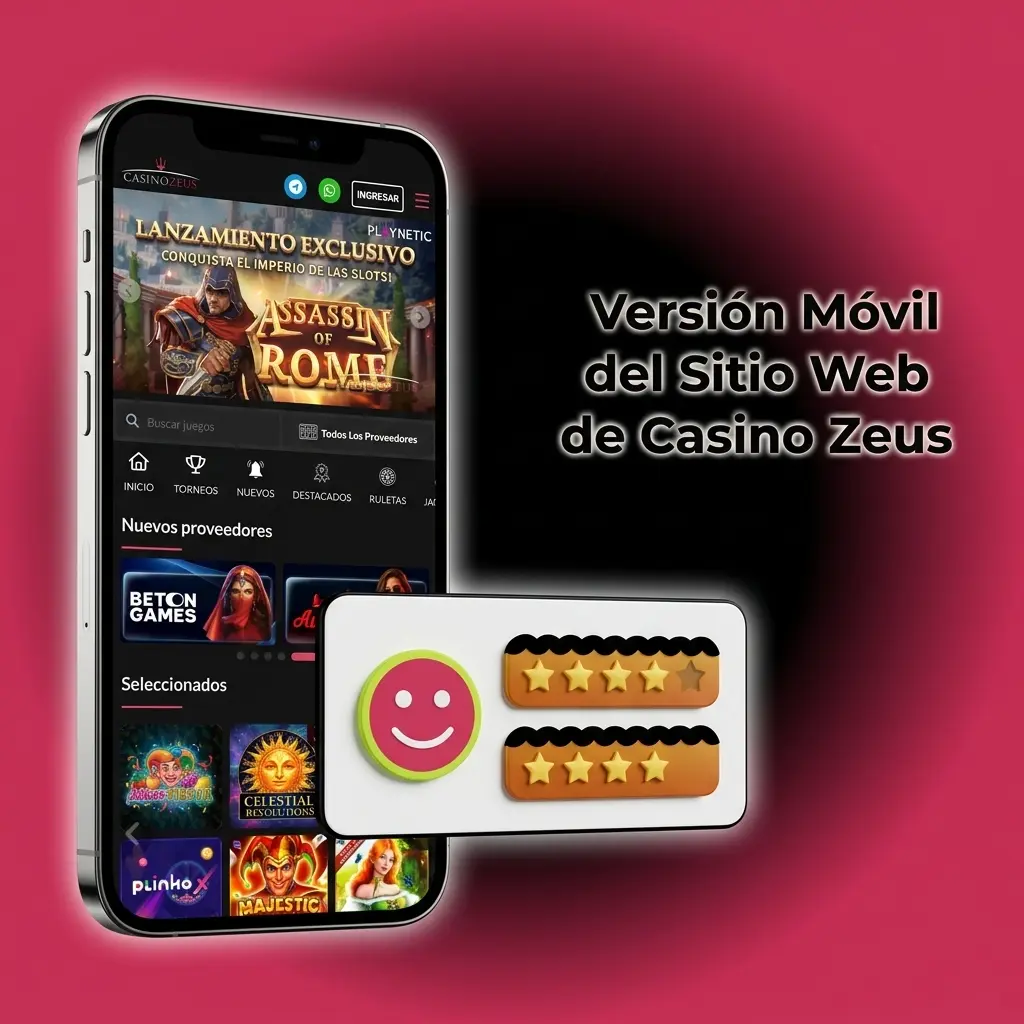 Sitio web móvil de Casino Zeus optimizado para smartphones y tablets sin necesidad de descarga